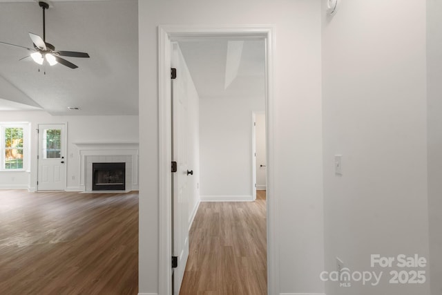 2210 Dawn Rdg, Monroe, NC 28110 - hall with wood finished floors and lofted ceiling