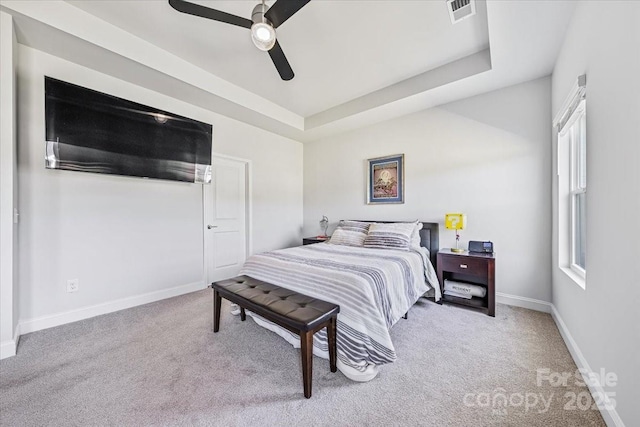 1302 Black Walnut St, Monroe, NC 28112 - bedroom with carpet floors, multiple windows, a ceiling fan, and a tray ceiling