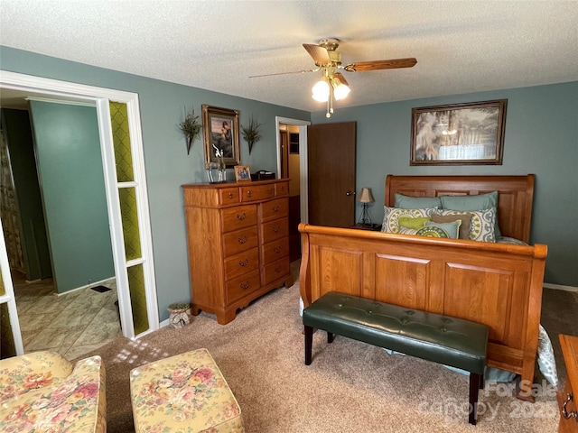 3403 Beaty Rd, Gastonia, NC 28056 - bedroom featuring a textured ceiling, ceiling fan, and light carpet