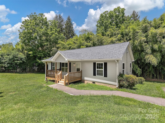 19 Cedar St, Canton, NC 28716 - view of front facade featuring a porch, a front yard, crawl space, and a shingled roof
