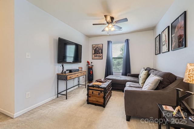 10920 Dapple Grey Ln, Charlotte, NC 28213 - living room with ceiling fan and light colored carpet
