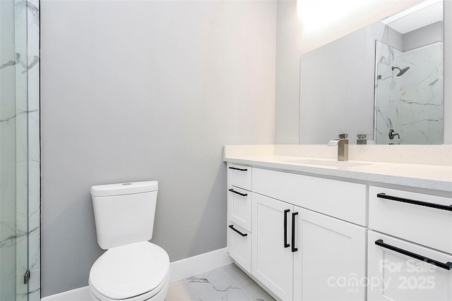 226 N Columbia Ave, Rock Hill, SC 29730 - full bath with marble look tile flooring, vanity, and a marble finish shower