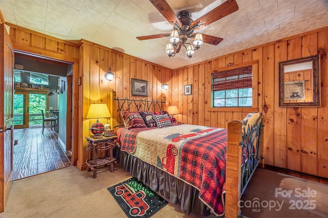 821 Old Chestnut Mountain Rd, Newland, NC 28645 - carpeted bedroom with wooden walls