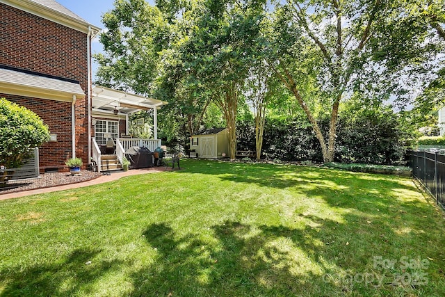 15933 Glen Miro Dr, Huntersville, NC 28078 - fenced backyard featuring a shed and a deck