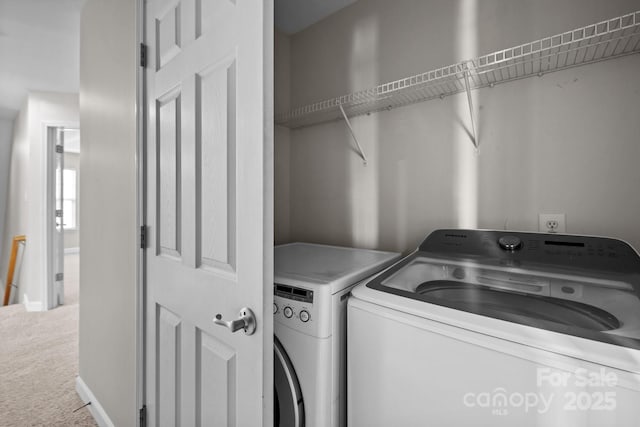 1504 Jekyll Ln, Waxhaw, NC 28173 - laundry room featuring independent washer and dryer and carpet