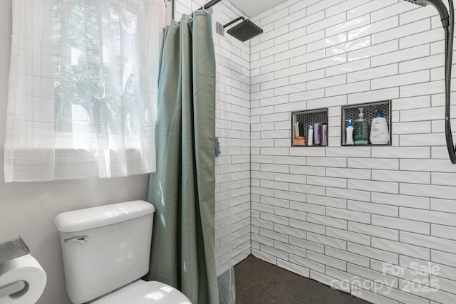 1560 Lafayette Ave, Hudson, NC 28638 - bathroom with toilet and tiled shower
