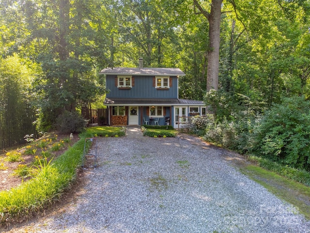 590 Claude Cook Rd, Sylva, NC 28779 - traditional-style home with covered porch, driveway, and a view of trees