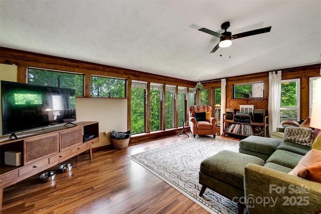 590 Claude Cook Rd, Sylva, NC 28779 - living room featuring a ceiling fan and wood finished floors