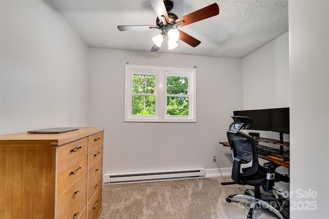 590 Claude Cook Rd, Sylva, NC 28779 - office area with a baseboard heating unit, a ceiling fan, and carpet