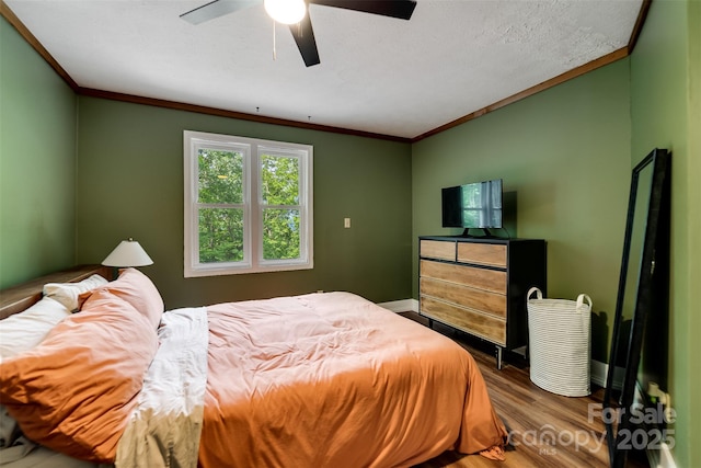590 Claude Cook Rd, Sylva, NC 28779 - bedroom featuring crown molding, wood finished floors, and ceiling fan