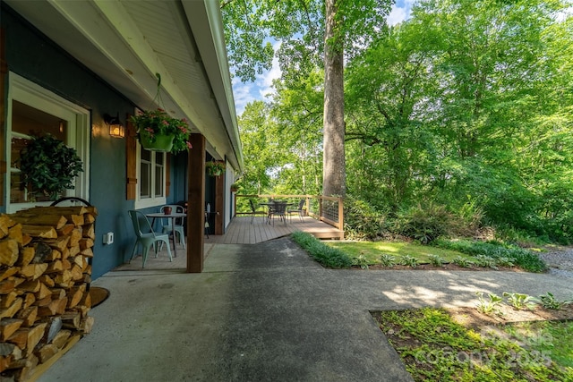 590 Claude Cook Rd, Sylva, NC 28779 - view of patio featuring a wooden deck and outdoor dining space