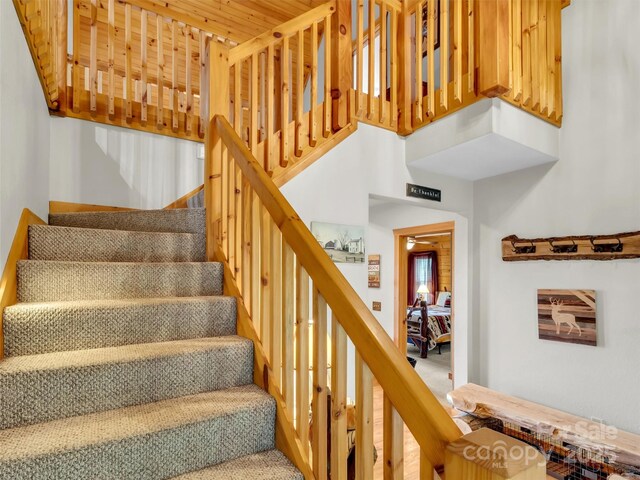 1064 Point Of View Dr, Waynesville, NC 28785 - stairs with carpet floors