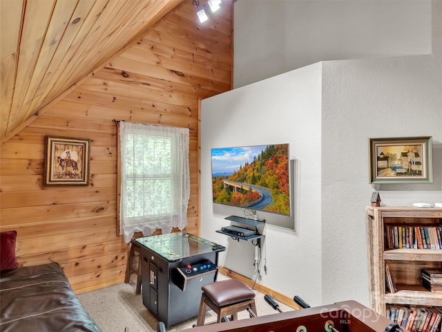 1064 Point Of View Dr, Waynesville, NC 28785 - carpeted office featuring lofted ceiling and wood walls