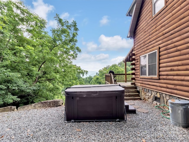 1064 Point Of View Dr, Waynesville, NC 28785 - view of yard with a hot tub and a deck