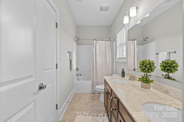 805 Hidden Pond Ln, Waxhaw, NC 28173 - full bath featuring shower / tub combo with curtain, double vanity, and tile patterned flooring