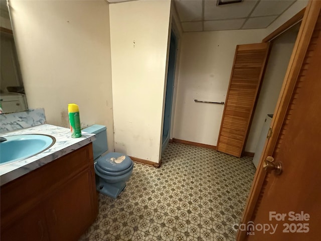 5422 River Rd, Granite Falls, NC 28630 - bathroom featuring vanity, tile patterned floors, and a paneled ceiling