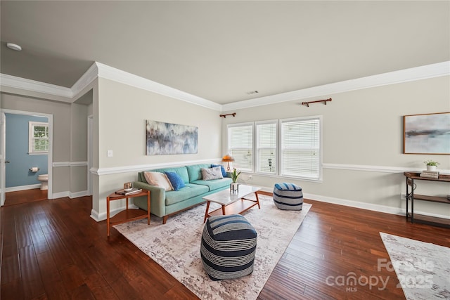 10420 Glenburn Ln, Charlotte, NC 28278 - living room featuring ornamental molding and hardwood / wood-style floors