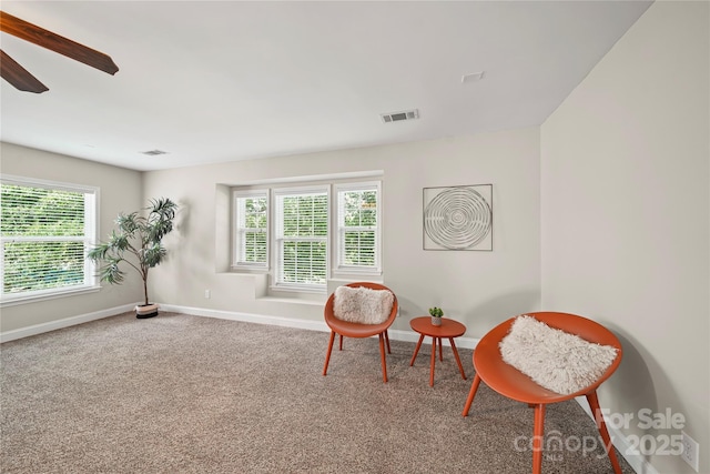 10420 Glenburn Ln, Charlotte, NC 28278 - sitting room with healthy amount of natural light, carpet floors, and ceiling fan