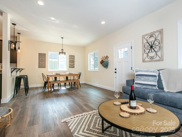 508 S Oconeechee Ave Unit 1, Black Mountain, NC 28711 - living room featuring dark wood finished floors and recessed lighting