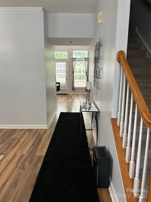 630 Springhouse Pl, Clover, SC 29710 - hallway with wood finished floors and stairs