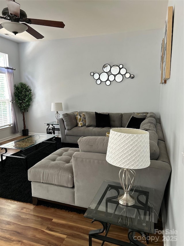 630 Springhouse Pl, Clover, SC 29710 - living area featuring wood finished floors and a ceiling fan