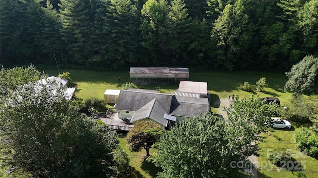 4720 Brevard Rd, Horse Shoe, NC 28742 - aerial view of property and surrounding area with a heavily wooded area