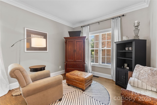 9012 Arrington Manor Pl, Charlotte, NC 28277 - sitting room featuring crown molding and wood finished floors
