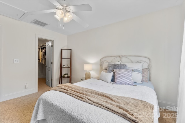 9012 Arrington Manor Pl, Charlotte, NC 28277 - bedroom with carpet, a spacious closet, a closet, and ceiling fan