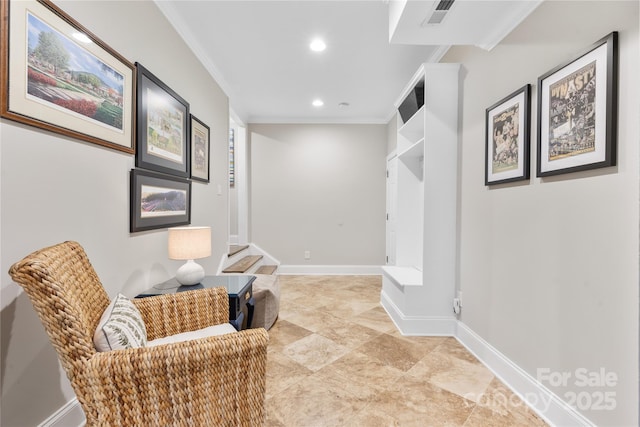 9012 Arrington Manor Pl, Charlotte, NC 28277 - sitting room with ornamental molding and recessed lighting