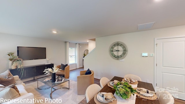 1053 20th Avenue Loop SE, Hickory, NC 28602 - living area featuring light wood-style flooring and recessed lighting