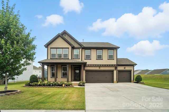 2006 Paddington Dr, Indian Trail, NC 28079 - craftsman house with concrete driveway, a porch, an attached garage, and a front lawn