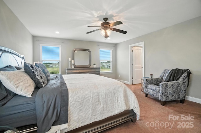 2006 Paddington Dr, Indian Trail, NC 28079 - bedroom with multiple windows, carpet, a ceiling fan, and recessed lighting