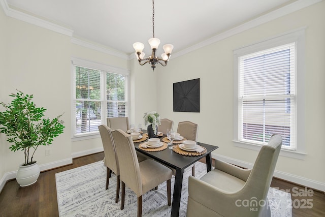 1855 Second Baxter Xing, Fort Mill, SC 29708 - dining space featuring a chandelier, crown molding, and dark wood-style floors