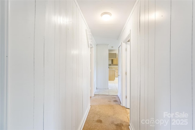 735 Edmiston Rd, Mount Ulla, NC 28125 - hallway with light carpet and wooden walls