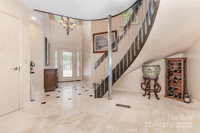 5 Hidden Cove Ln, Clover, SC 29710 - foyer entrance with a chandelier and stairway