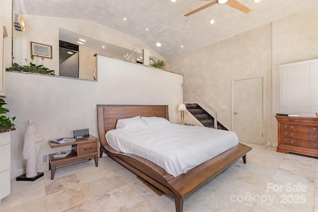 5 Hidden Cove Ln, Clover, SC 29710 - bedroom featuring recessed lighting, ceiling fan, and high vaulted ceiling