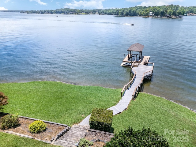 5 Hidden Cove Ln, Clover, SC 29710 - dock area with a water view and a lawn