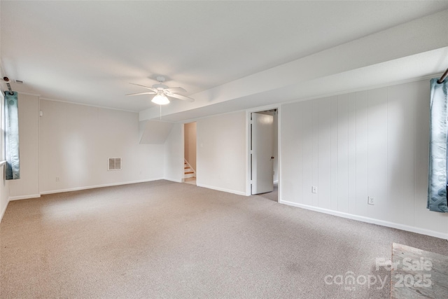810 Applegate Ct, Gastonia, NC 28054 - empty room featuring carpet flooring, stairs, and a ceiling fan