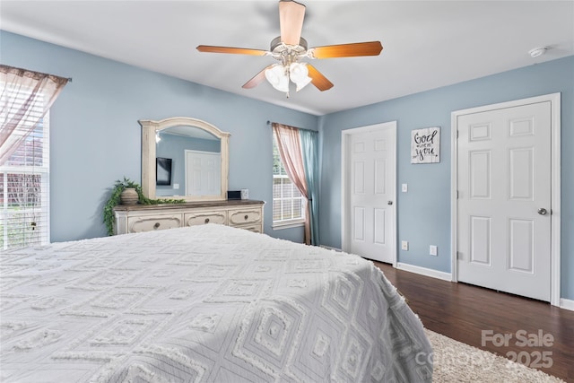 110 Bost Cir, Rockwell, NC 28138 - bedroom with dark wood-type flooring and ceiling fan