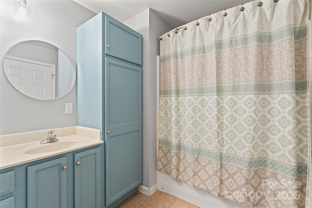 110 Bost Cir, Rockwell, NC 28138 - full bath featuring vanity, tile patterned floors, and shower / bath combo with shower curtain