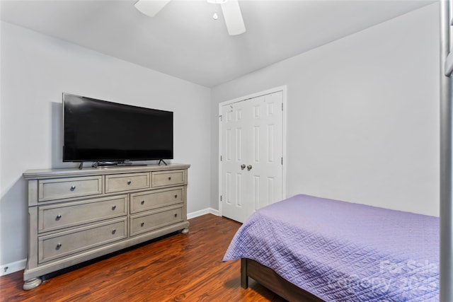 110 Bost Cir, Rockwell, NC 28138 - bedroom with dark wood-type flooring, a closet, and a ceiling fan