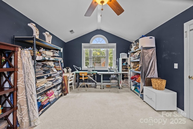 4108 Deerfield Dr NW, Concord, NC 28027 - carpeted office with a ceiling fan and lofted ceiling