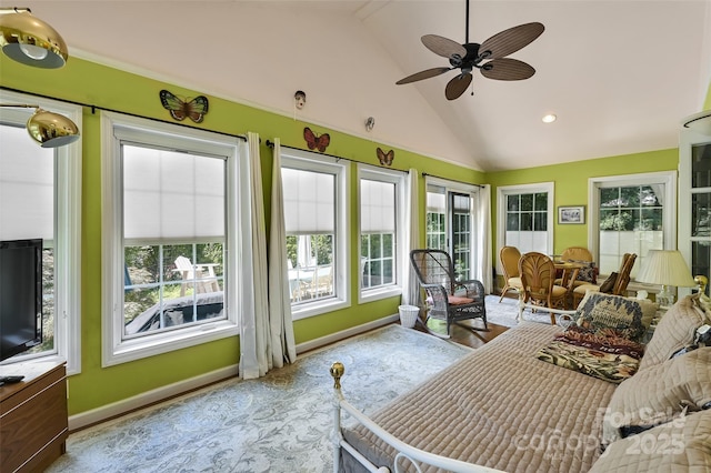 209 Camellia Way, Hendersonville, NC 28739 - living room featuring plenty of natural light, ceiling fan, and high vaulted ceiling
