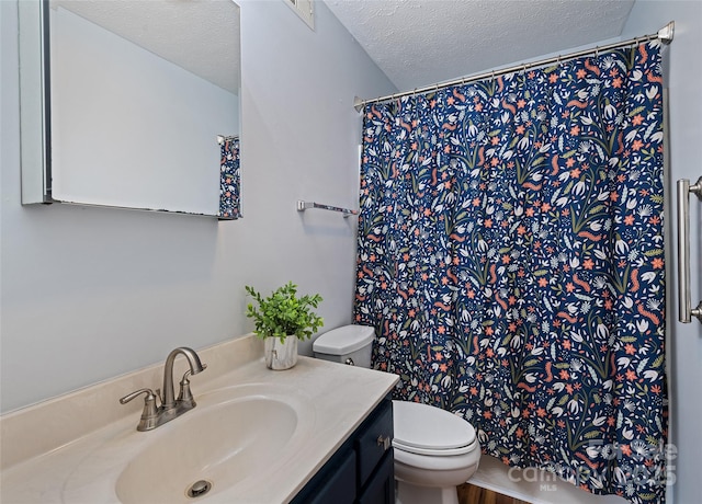 208 Tuckaway Rd, Waynesville, NC 28785 - bathroom with vanity, a textured ceiling, and a shower with shower curtain