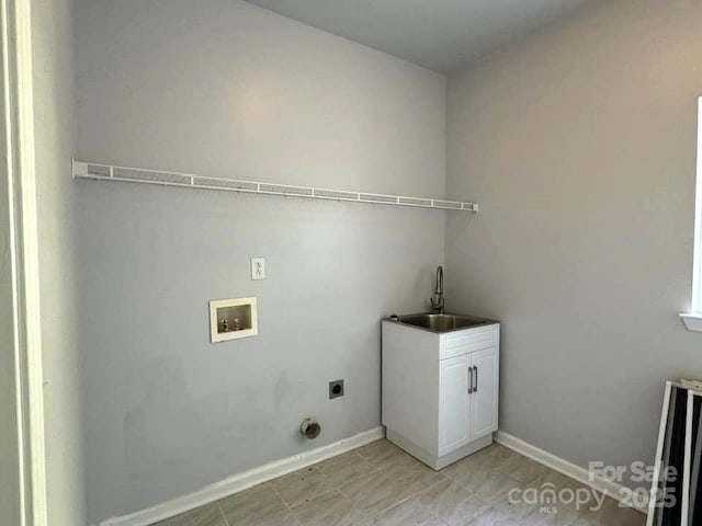 7563 Sedgebrook Dr W, Stanley, NC 28164 - washroom with electric dryer hookup, hookup for a washing machine, cabinet space, and light tile patterned flooring