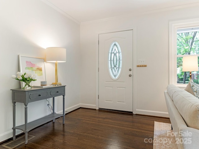 5123 Glenham Dr, Charlotte, NC 28210 - foyer entrance with crown molding and dark wood-type flooring