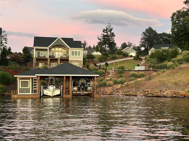 347 Landing Trl, Mount Gilead, NC 27306 - dock area featuring boat lift and a water view