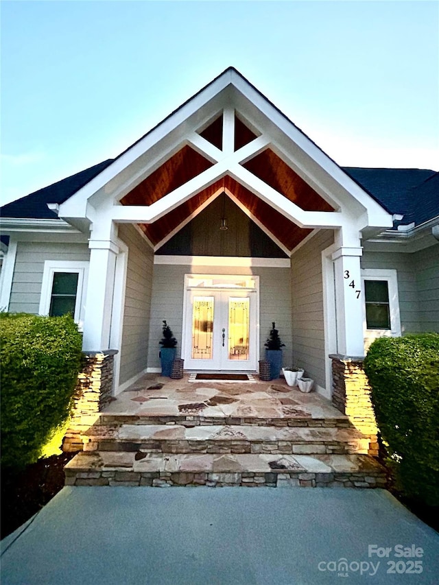 347 Landing Trl, Mount Gilead, NC 27306 - property entrance featuring a porch and french doors