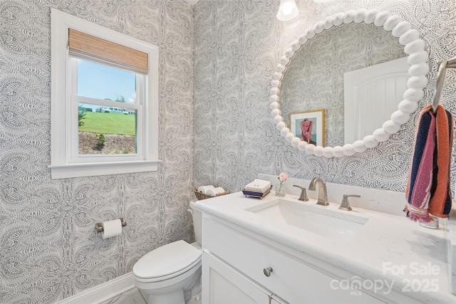 347 Landing Trl, Mount Gilead, NC 27306 - bathroom featuring vanity and wallpapered walls