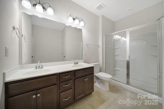 10328 Ebbets Rd, Charlotte, NC 28273 - full bath featuring double vanity, a stall shower, and tile patterned floors
